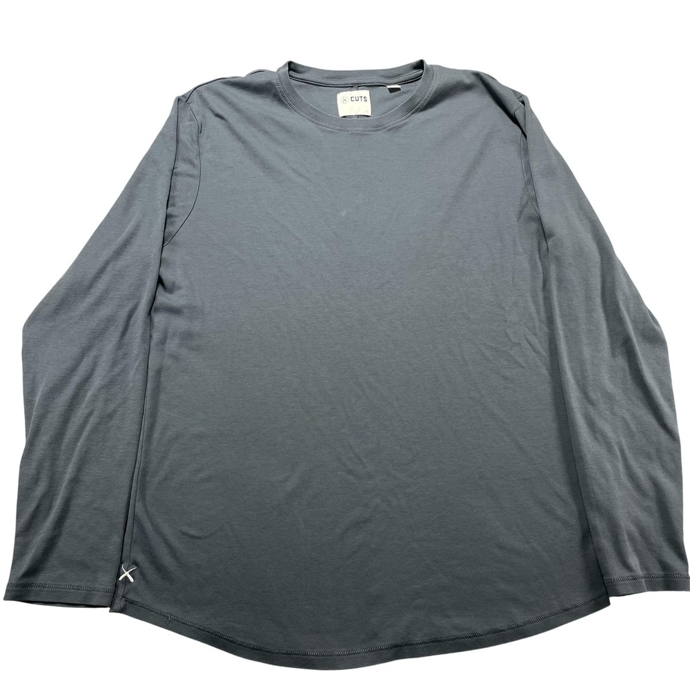Cuts Shirt Mens Large Gray Pima Cotton Long Sleeve Crew Neck Basic Tee